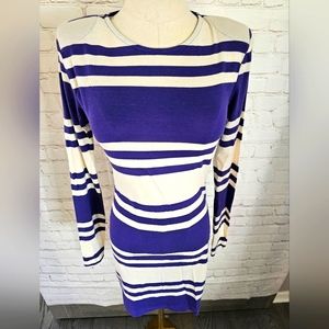 French Connection Striped Dress | Purple & Cream | Size 6 | EUC